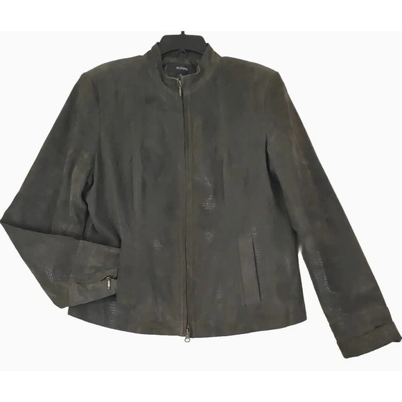 Alfani ~Woman Size XL~ Brown 100% Leather Full Zip Lined Pockets Ladies Jacket. - Picture 1 of 12